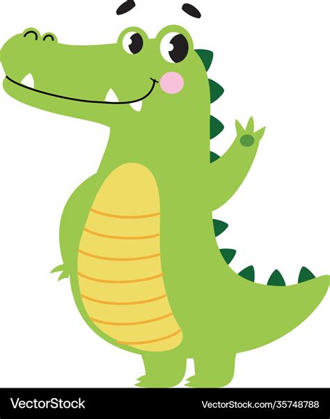 Cute crocodile waving its paw funny alligator Vector Image