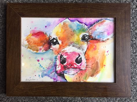 √ Colorful Cow Canvas