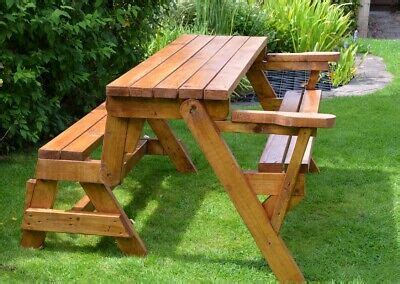 2x DIY Plans Folding Wooden Garden Picnic Table Bench With/Without ...