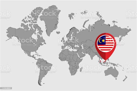 Pin Map With Malaysia Flag On World Map Vector Illustration Stock Illustration - Download Image ...