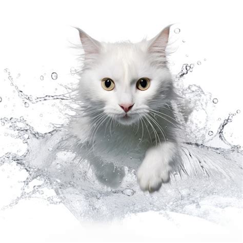 Premium AI Image | Turkish Van Cat Swimming Freestyle