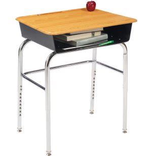 Deluxe Adj. Ht. Open Front School Desk - WoodStone, U Brace OPF-1200UWS ...