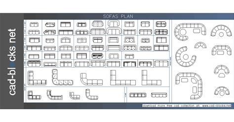 Furniture CAD Blocks: sofas in plan view