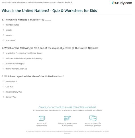 What is the United Nations? - Quiz & Worksheet for Kids | Study.com