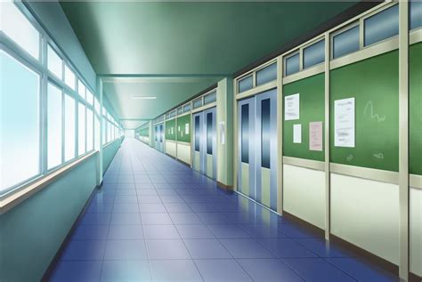 Anime Original Hallway School Wallpaper