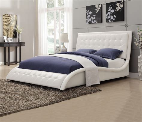 Tully White King Platform Upholstered Bed from Coaster (300372KE) | Coleman Furniture