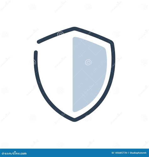 Protection Shield Logo Vector Illustration Isolated. Line Art Icon Stock Vector - Illustration ...