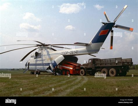 The second flying prototype of the world's biggest Mil Mi-26 serial transport helicopter ...