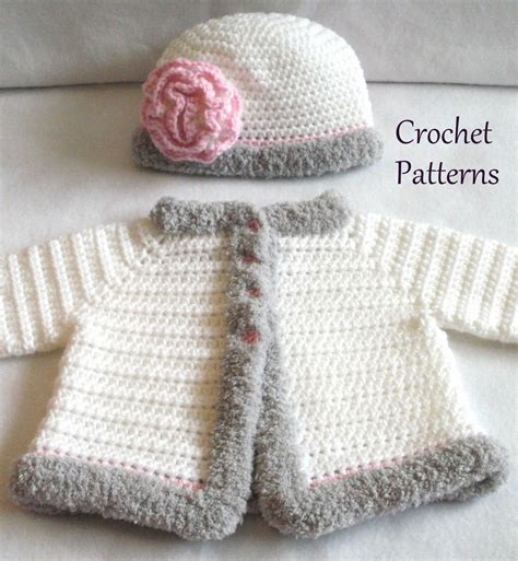 Crochet PATTERN Baby Sweater & Hat Patterns The Laura Baby