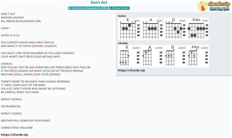 Hợp âm: Don't Act - cảm âm, tab guitar, ukulele - lời bài hát | chords.vip