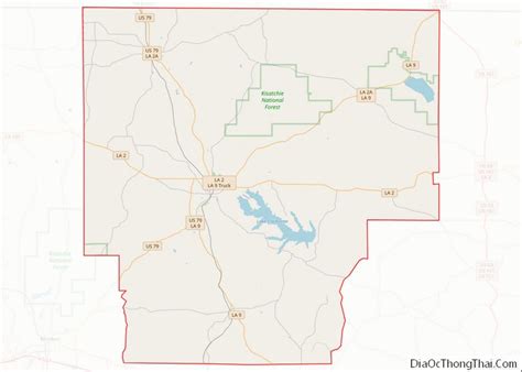 Map of Claiborne Parish, Louisiana - Thong Thai Real