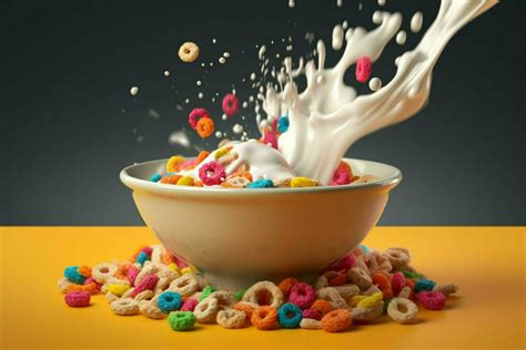 a bowl of cereal with milk and a splash of milk 30627799 Stock Photo at ...