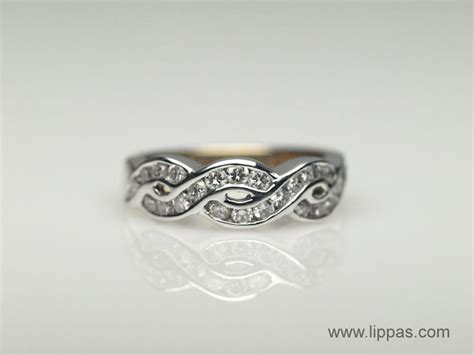 14 Karat White Gold Diamond Braided Band - Lippa's Jewelry