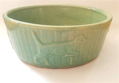 Vintage 1930s Roseville Pottery Dog Bowl / RRP Co. / Dog Dish ...
