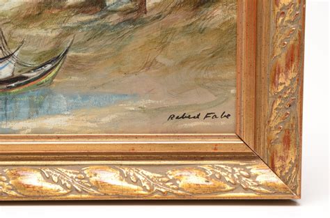 Robert Fabe Original Oil Painting on Canvas Board of Coastal Scene | EBTH