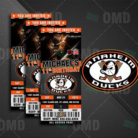 2.5×6 Anaheim Ducks Sports Party Invitations – Sports Invites