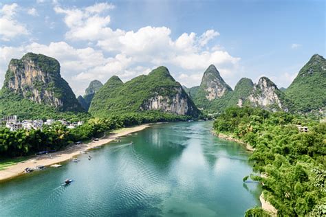 The Li River Among Scenic Karst Mountains China Stock Photo - Download ...