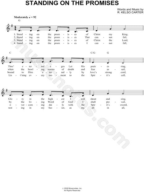 R. Kelso Carter "Standing on the Promises" Sheet Music (Leadsheet) in G Major (transposable ...