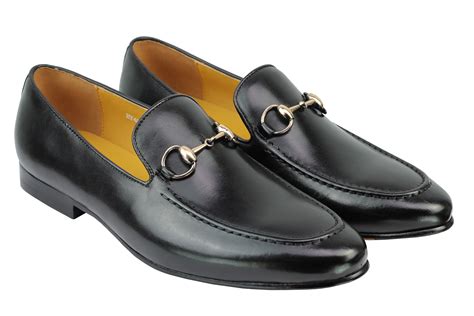 Mens Classic Polished Real Leather Horse bit Snaffle Loafers Smart Casual Shoes | eBay