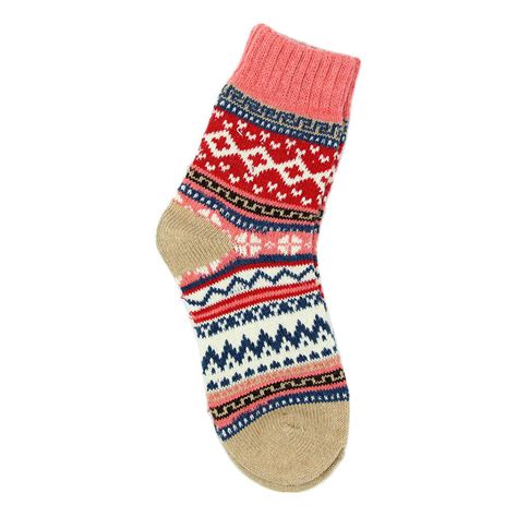 5 Pairs Women Warm Wool Thick Winter Socks Nordic Stripe Style Novelty Socks UK | eBay