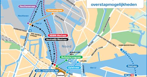 Map of Amsterdam ferry: stations & lines