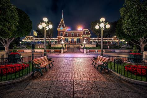 Fonds d'ecran Disneyland USA Réverbère Banc Californie Anaheim Villes télécharger photo