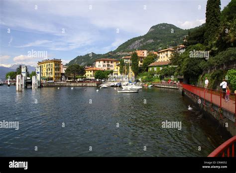 Hotel Olivedo and the ferry landing stage at Varenna Lake Como Italy ...