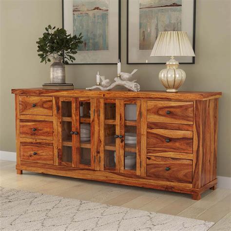 Idaho Modern Rustic Solid Wood 6 Drawer Large Sideboard Cabinet