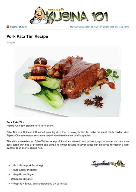 Pork pata tim recipe