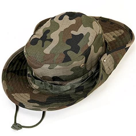 Men's Military Wide Brim Boonie Bucket Hat | Army Camo Hunting Hat