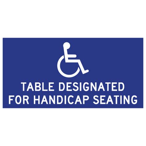 Table Label - Table Designated For Handicap Seating - 4x2 (Package of 3 ...