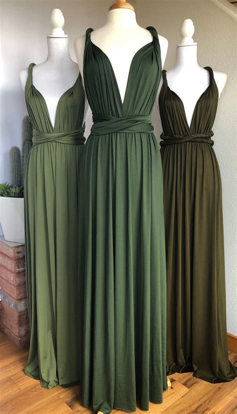 DARK OLIVE GREEN Bridesmaid Dress/ Custom Length / Convertible - Etsy ...