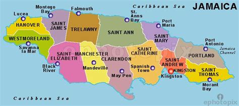 Jamaica Parishes Map | Parishes map of Jamaica | Jamaica Country ...