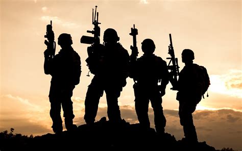 soldier, United States Army Rangers, Military, Sunset, Silhouette, Assault Rifle, Weapon ...