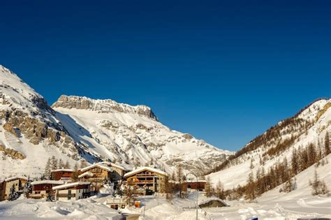 Premium Photo | Alpine winter mountain landscape french alps with snow