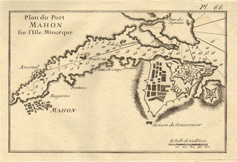 Plan du Port Mahon sur I'Isle Minorque [The Port of Mahon | Barnebys