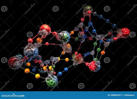 Complex Molecular Structure of Dna Double Helix, with Additional Molecules and Elements for ...