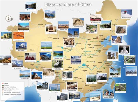 Tourist map of China: tourist attractions and monuments of China