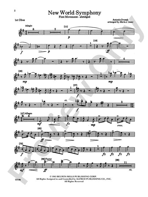 New World Symphony: Oboe: Oboe Part - Digital Sheet Music Download