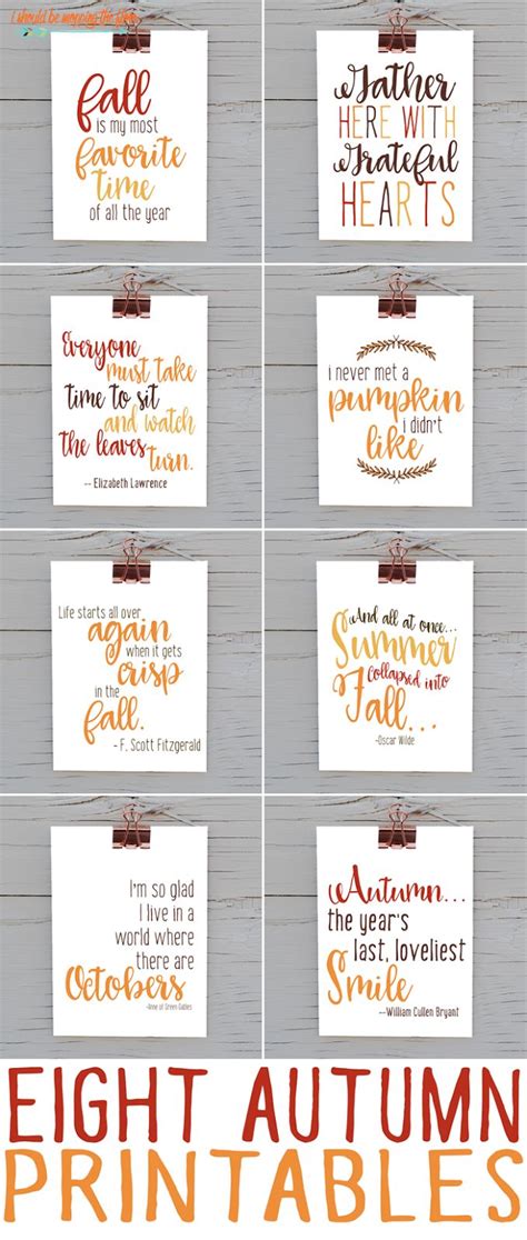 Eight Fall Printable Quotes | Fall printables, Fall diy, Diy fall