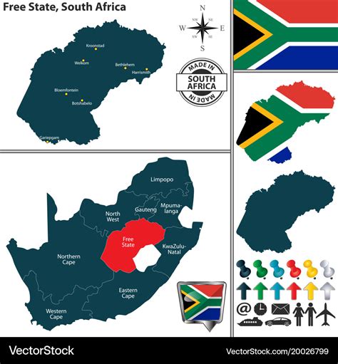 Map of free state south africa Royalty Free Vector Image