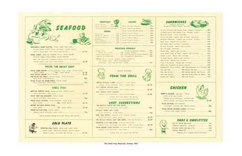 The Green Frog Waycross Georgia 1955 Menu Art Rescued – Vintage Menu Art