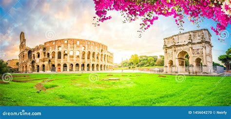 Colosseum at Sunset in Rome, Italy Stock Photo - Image of arena ...