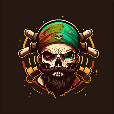 Pirate Skull with Beard, Mustache and Headband, Esports Mascot Designs ...