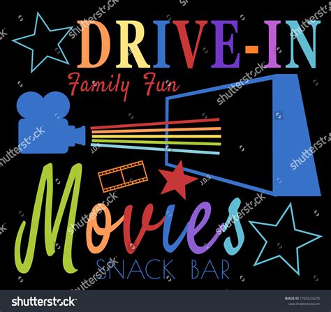 Colorful Retro Drivein Movies Designs Screen Stock Vector (Royalty Free ...