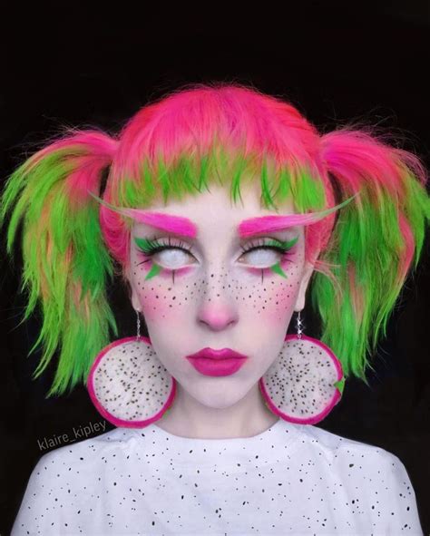 dragon fruit inspired hair and makeup by me : r/Drag