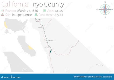 Map of Inyo County in California Stock Vector - Illustration of america ...