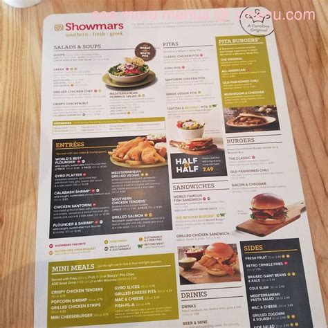 Menu at Showmars Wake Forest restaurant, Wake Forest, Stadium Dr