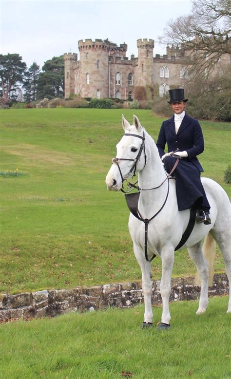 Amy Bryan Dowell riding Ceilis Bouncer side saddle, fox hunting with the Cheshire hunt from ...