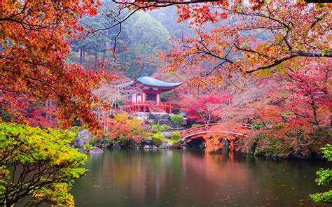 Download wallpapers Japan, autumn, park, lake, forest for desktop free ...